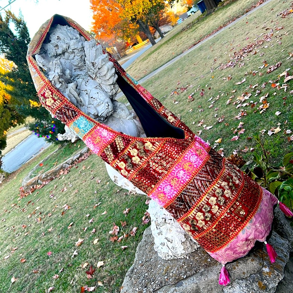 COPY - Handmade Shimmery Bohemian Hobo Shoulder Bag